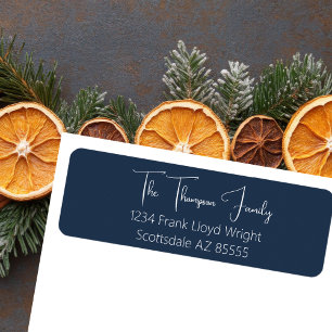 Minimalist Elegant Blue Script Return Address