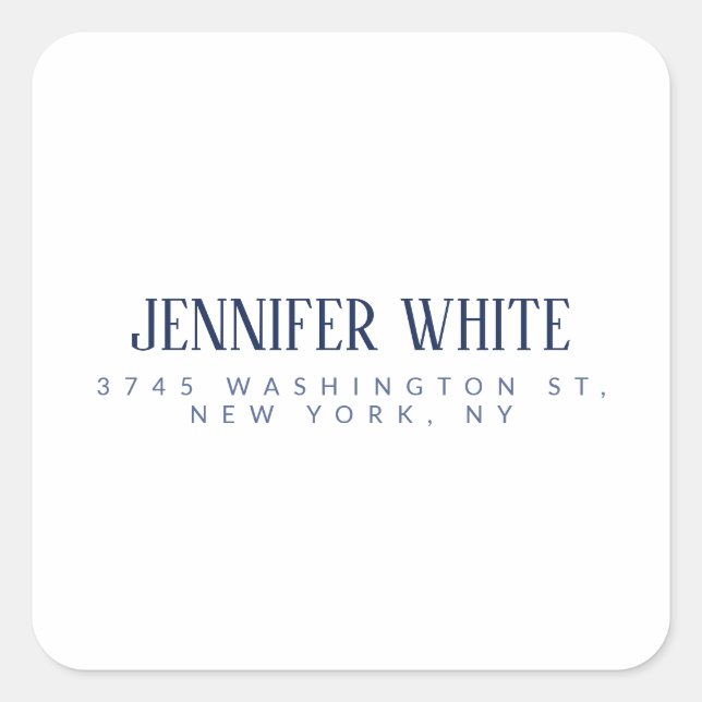 Minimalist Elegant Blue & White Bold Retro Square Sticker (Front)
