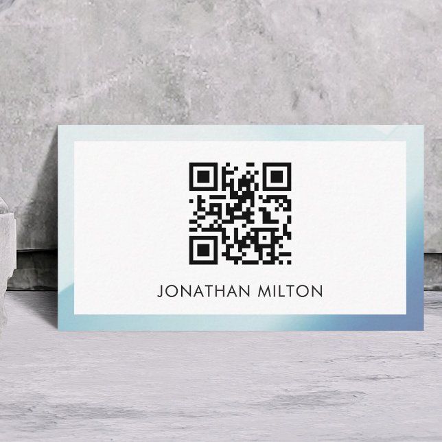 Minimalist Elegant Blue White Consultant QR code Business Card (Creator Uploaded)