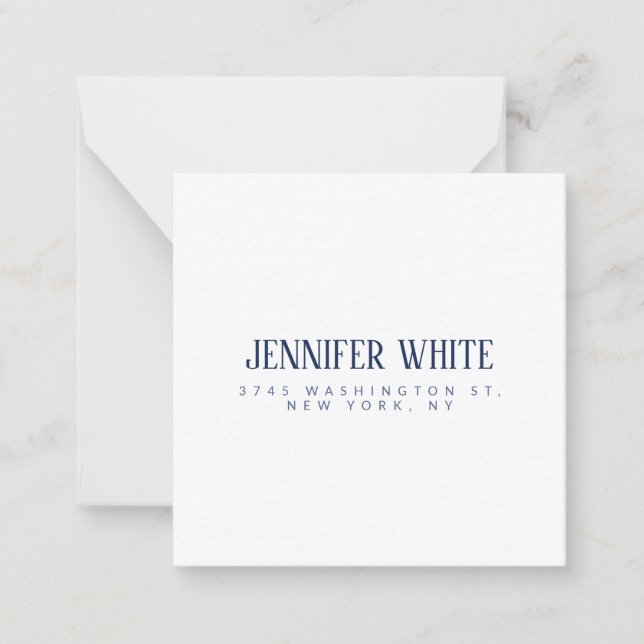 Minimalist Elegant Blue & White Plain Retro Card (Front)