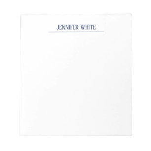 Minimalist Elegant Blue & White Plain Retro Notepad