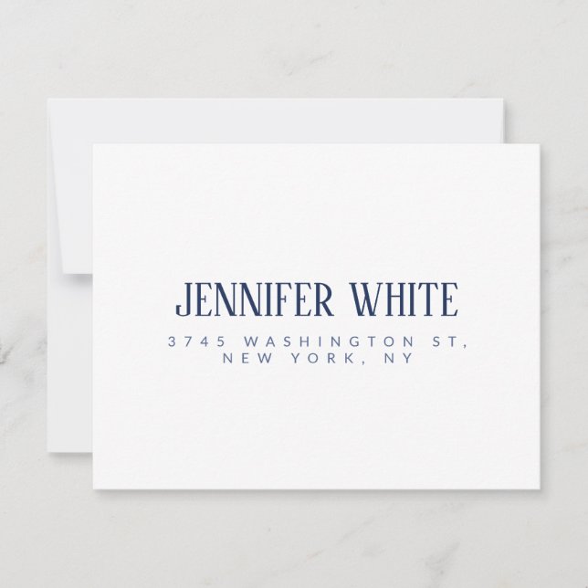 Minimalist Elegant Blue & White Plain Retro RSVP Card (Front)