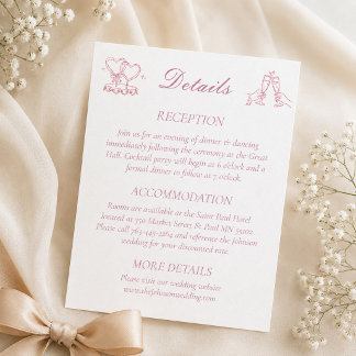 Minimalist Elegant Blush Pink Wedding Details Enclosure Card