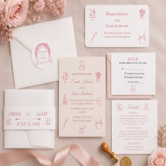 Minimalist Elegant Blush Pink Wedding RSVP Card