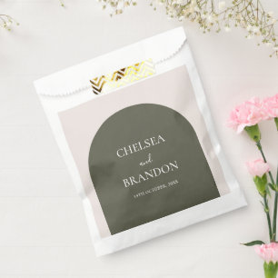 Minimalist Elegant Boho Sage Green Arch Wedding Favour Bag