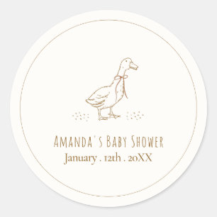 Minimalist Elegant Boho Silly Goose Baby Shower Classic Round Sticker
