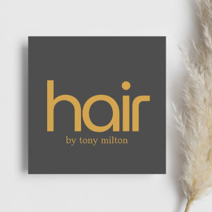 Minimalist Elegant Bold Golden Dark Grey Salon Square Business Card