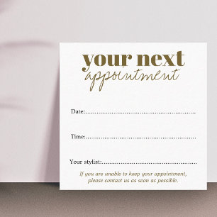 Minimalist Elegant Bold White Golden Salon Appointment Card