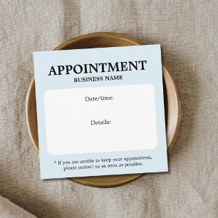 Minimalist Elegant Bold White Light Blue  Appointment Card