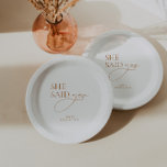 Minimalist Elegant Bridal Shower White Paper Plate<br><div class="desc">Elevate your wedding celebration with the perfect blend of minimalism and elegance embodied in our White Paper Plates adorned with a subtle monogram. Embrace sophistication effortlessly and make your special day truly memorable. Coordinates with the "Chloe" Wedding Invitation Collection. Discover the full matching set by clicking the collection link on...</div>