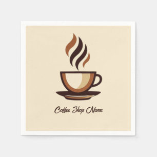 Minimalist Elegant Brown Coffee business logo shop Napkin