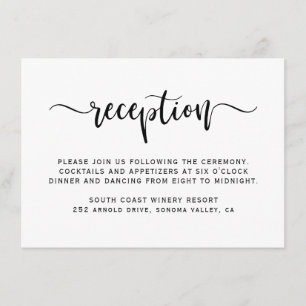 Minimalist Elegant Brush Script Wedding Reception Enclosure Card