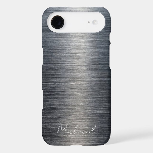 Minimalist Elegant Brushed Metal Silver Gray (Back)