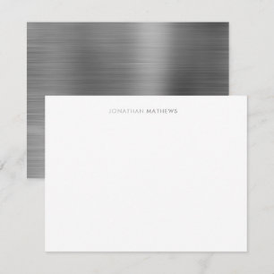 Minimalist Elegant Brushed Metal Silver Grey Card
