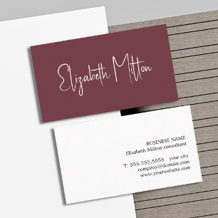 Minimalist Elegant Burgundy Consultant Business Card