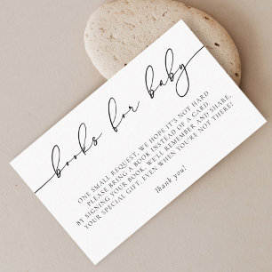 Minimalist Elegant Calligraphy Baby Shower Books Enclosure Card
