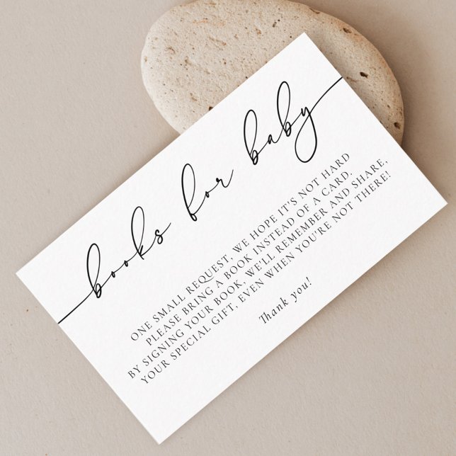 Minimalist Elegant Calligraphy Baby Shower Books Enclosure Card (Creator Uploaded)