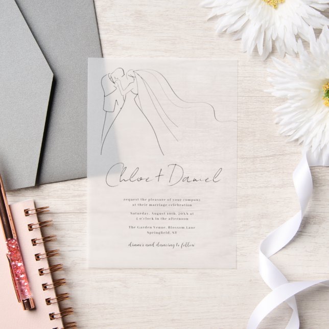 Minimalist Elegant Calligraphy Wedding Invitation (Mariage)