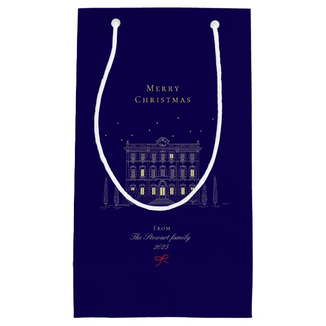 Minimalist Elegant Chic Christmas Holiday Small Gift Bag (Front)