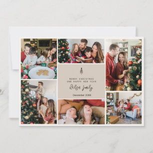 Minimalist Elegant Christmas Simple 6 Photo Holiday Card