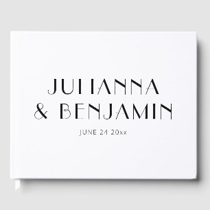Minimalist Elegant Classic White Custom Wedding Guest Book