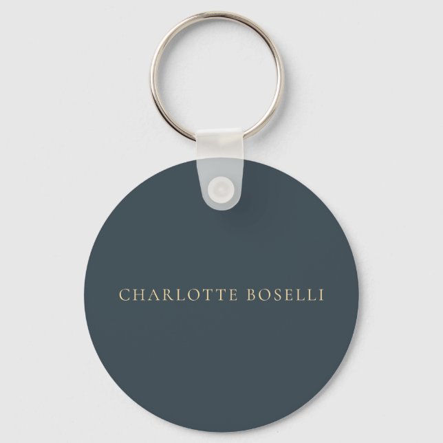 Minimalist Elegant Classical Professional Charcoal Keychain (Front)