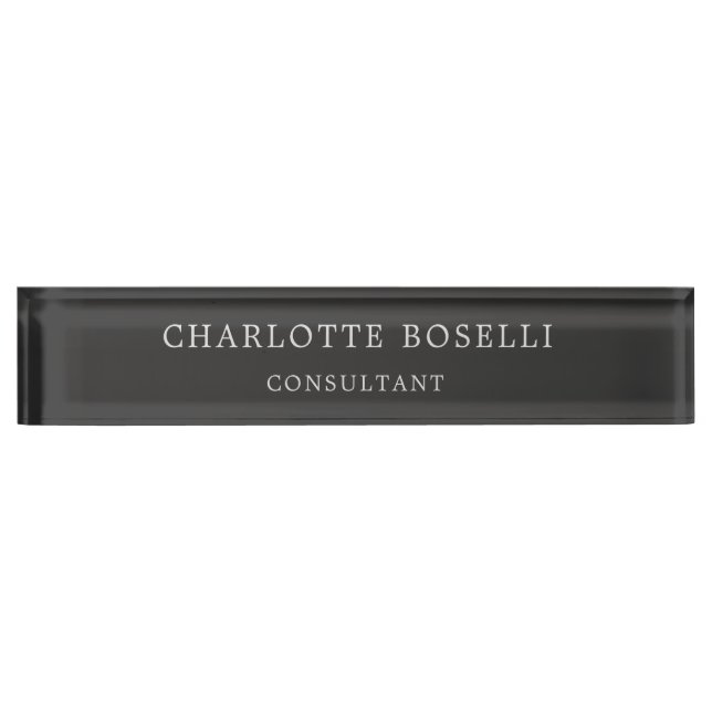 Minimalist Elegant Classical Professional Grey Nameplate (Front)
