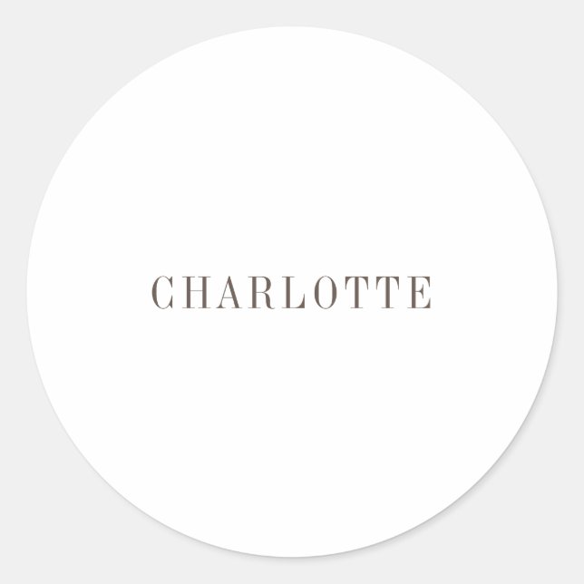 Minimalist Elegant Classical Professional Name Classic Round Sticker (Front)