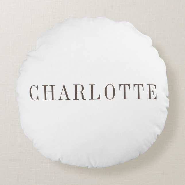 Minimalist Elegant Classical Professional Name Round Pillow (Front)