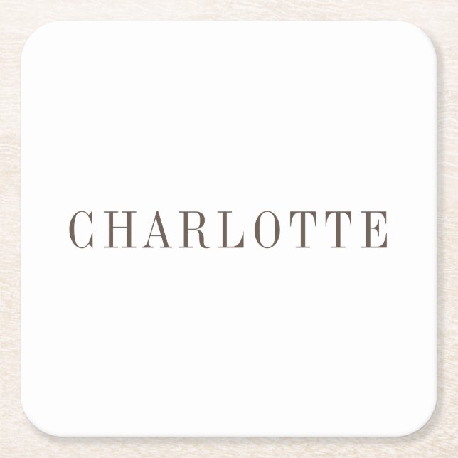 Minimalist Elegant Classical Professional Name Square Paper Coaster (Front)