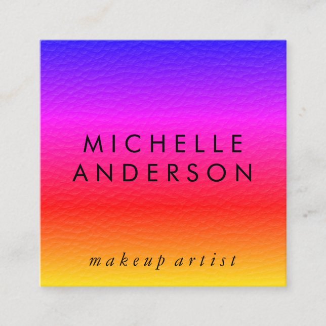 Minimalist Elegant Colourful Texture Square Business Card (Front)