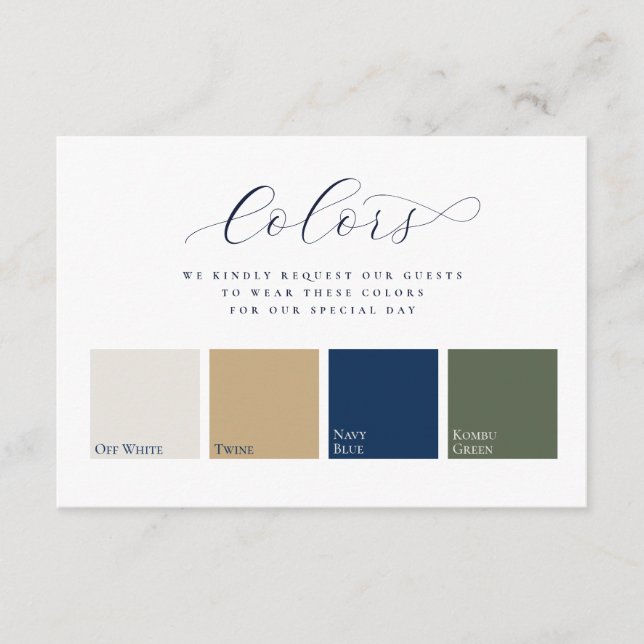 Minimalist Elegant Colours Attire Wedding Enclosure Card (Front)