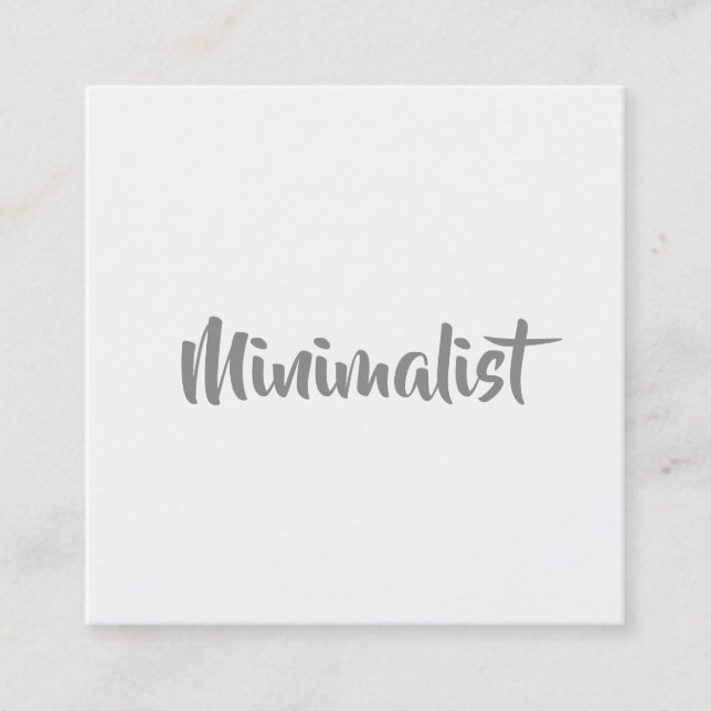 minimalist elegant cool grey script on white square business card (Front)