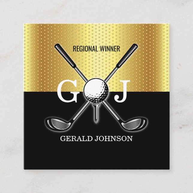 Minimalist Elegant Custom Golf Monogram Design Square Business Card (Front)