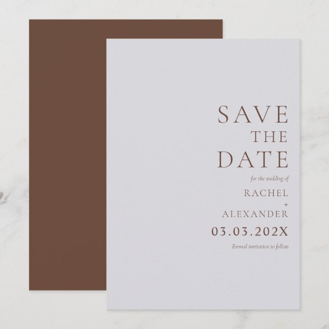 Minimalist Elegant Dark Olive Green Save The Date (Front/Back)