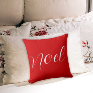 Minimalist Elegant Dark Red Plain Noel Christmas Throw Pillow