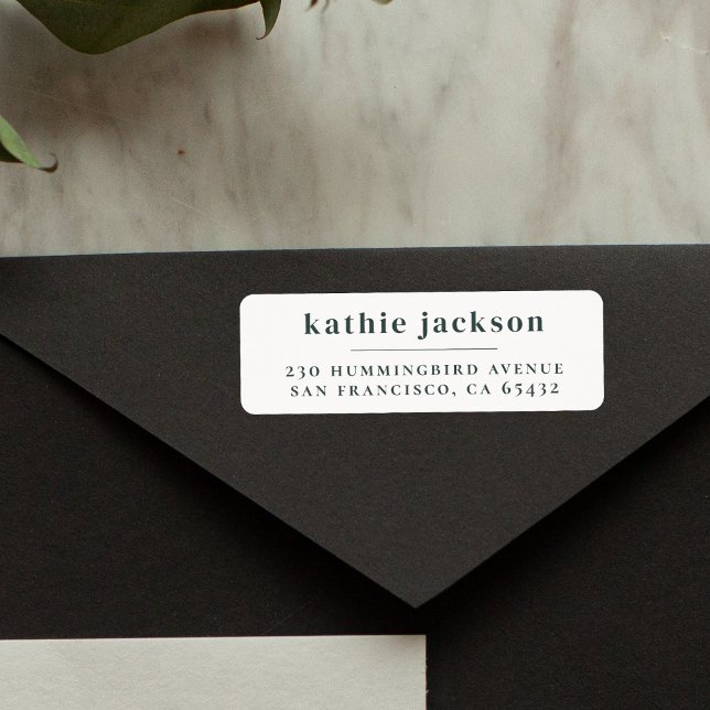 Minimalist Elegant Dark Teal Blue Return Address (Return Address Label Mock-up)