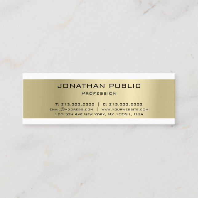 Minimalist Elegant Design Gold Luxury Modern Plain Mini Business Card (Front)