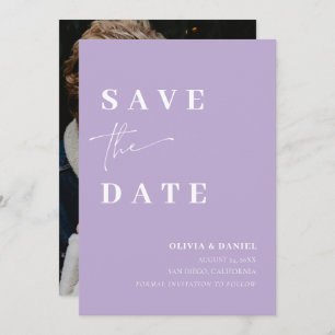 Minimalist Elegant Dusty Lilac Photo Save the Date Invitation