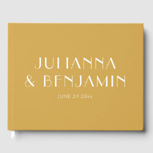 Minimalist Elegant Dusty Yellow Custom Wedding Guest Book