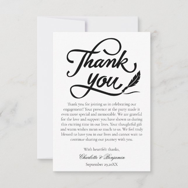 Minimalist Elegant Engagement  Thank You Card (Front)