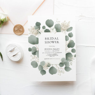 Minimalist Elegant Eucalyptus Bridal Shower Invitation