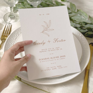 Minimalist Elegant Eucalyptus Line Art Wedding Invitation