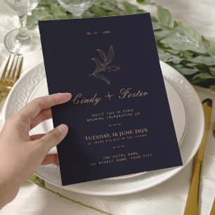 Minimalist Elegant Eucalyptus Line Art Wedding Invitation