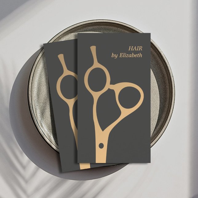 Minimalist Elegant Faux Gold Grey Hair Stylist Business Card (Creator Uploaded)