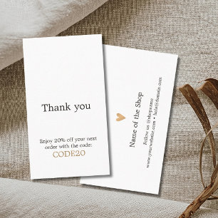 Minimalist Elegant Faux Gold Heart Shop Discount Card