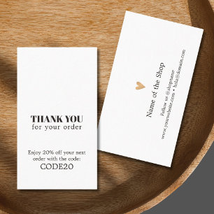 Minimalist Elegant Faux Gold Heart Shop Discount Card