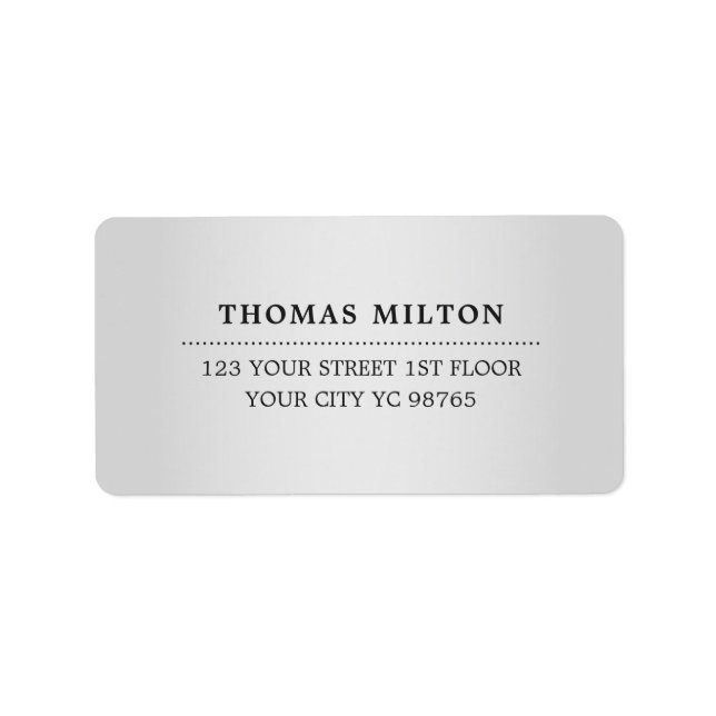 Minimalist Elegant Faux Silver Black Label (Front)