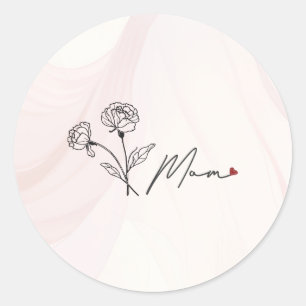 Minimalist Elegant Floral Mom  Classic Round Sticker