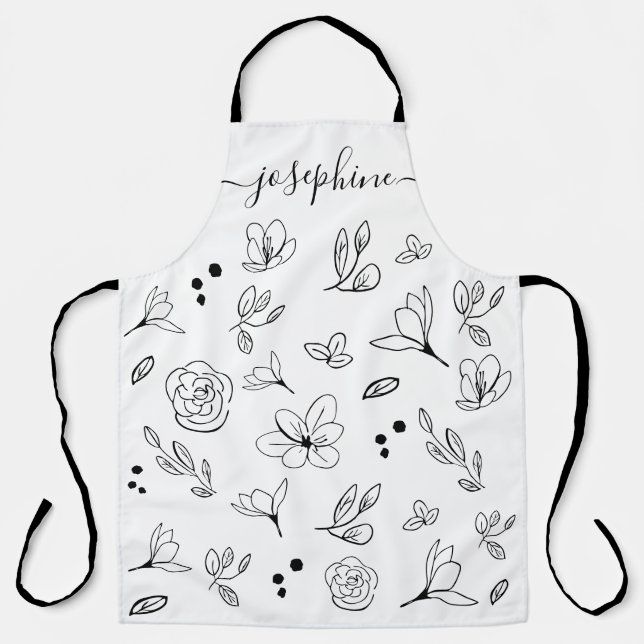 Minimalist Elegant floral Personalized Apron (Front)